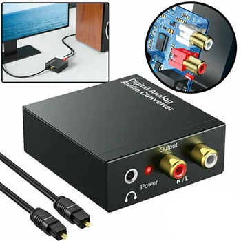 Digitalno Analogni Avdio Pretvornik Toslink Optični Koaksialni do vmesnika RCA S 3,5 MM Priključek za Slušalke Digitalni Optični Avdio Koaksialni