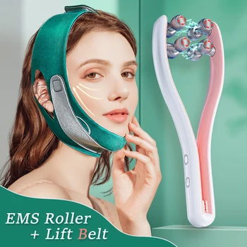 EMS Lifting Obraza Roller RF Dvojno Brado V Obraz Oblikovane Obrazne Massager Čeljusti Lice Tanke Hujšanje Obraza Dvignite Pasu za Nego Kože Orodje