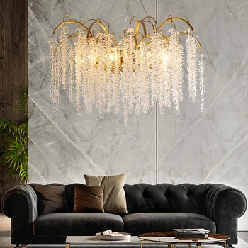 Francoski aluminija veje kristalni lestenec dnevna soba lučka luksuzne vile jedilnico dekorativne svetilke spalnica art crystal lučka