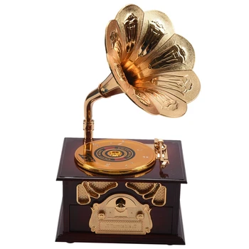 Gramofon Oblikovan Classic Vintage Music Box Strani Ročice Tip Music Box Gibanje Diy Romantično Božično Darilo