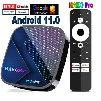 HAKO Pro Android 11 TV Box Googlov Certifikacijski Netflix 4K Youtube Disney+ Amlogic S905Y4 B DDR4 4G 32 G 64 G AV1 2.4 G 5G Wifi, BT