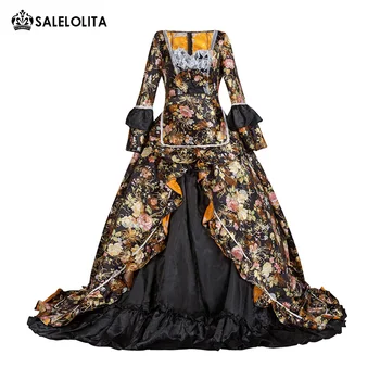 Halloween Gothic Viktorijanski Žogo Obleki Črni Brocade Srednjeveški Renaissance Zgodovinski Obleke Južni Belle Gledališče Kostumi