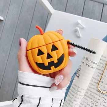 Halloween Luštna 3D Pumpkin Lantern Risanka Silikonski Slušalke Primeru Za Airpods 1 2 Pro Z Keychain Mehko Kritje Za Airpods 3 Zadevo