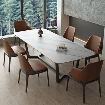 Italijanski preprosta sodoben masivnega lesa skrilavca jedilno mizo in stol kombinacija majhno stanovanje Nordijska marmorja jedilna miza
