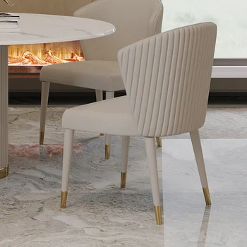 Italijanski svetlobe razkošje preprostega moderna jedilna miza jedilni stol high-end velik apartma slike sprejem minimalističen, kovino, usnje c
