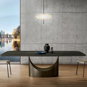 Italijanski uvoženih rock ploščo jedilno mizo, postmoderni enostavna in lahka luksuzni gospodinjski pravokotne marmorja jedilno mizo, majhno fa