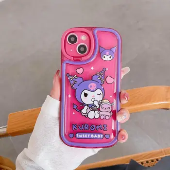 Kawaii Sanrio Kuromi Moja Melodija Primeru Telefon Za iPhone 14 13 12 11 Pro Max Mini Xs Xr X 8 7 6S 6 Plus Mehko Lupini Primeru z Imetnik