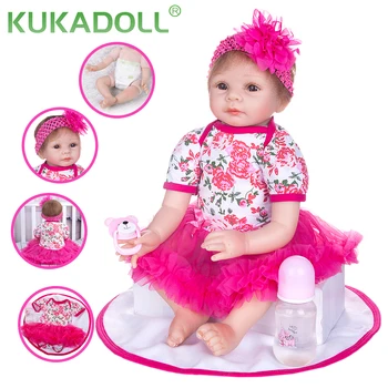 KUKADOLL 22 Palčni Realne Prerojeni Baby Dekle Lutka Krpo Telo Polnjene Lovely Baby Doll Igrača Za Otroke za Rojstni dan Zajčica