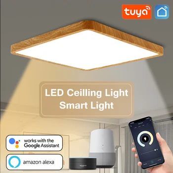 LED Stropne Luči Ultrathin Kvadratnih Stropne Svetilke Tuya Wifi Smart App Remote Alexa Google Glasovni Nadzor Za Dnevna Soba Spalnica