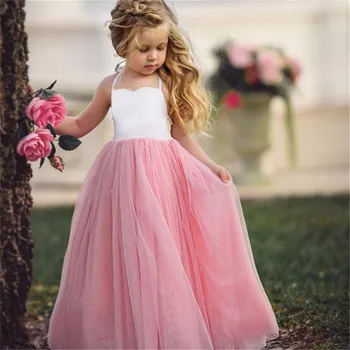 Lep Ruffles Žogo Obleke Roža Punca Obleke Kristalno Otroci Princesa Za Poroke Stranka Pageant Halje Vestidos Uradni Slovesnosti