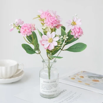 Lila Umetne Rože Bele Svile Chrysanthemum Visoke Kakovosti Nevesta Poročni Šopek Dekor Ponaredek Cvet Opremo Doma Obrti