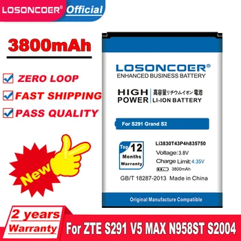 LOSONCOER 3800mAh Li3830T43P4h835750 Baterija Za ZTE S291 V5 MAX N958ST S2004 Grand S2 Baterije