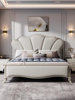 Luksuzni Ameriški stil posteljo, 1,8 m dvojno master posteljo, sodoben, preprost in high-end italijansko usnje postelja