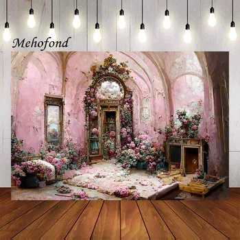 Mehofond Fotografija Ozadje Letnik Oljna Slika, Pink Soba, Vrt, Cvetlični Dekle Rojstni Dan Portret Dekor Foto Ozadje Studio