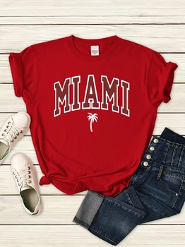 Miami, Florida U. S. Ženska Tshirts Osebnosti, Priložnostne Majice Moda Poletje Kratek Rokav Krog Vratu Udobna Oblačila Ženske