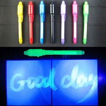 Mini Označevalnik Nevidno Črnilo, Pero Magic 2 V 1 UV Luči ultravijolična Svetilka Combo Tiskovine Označevalne Penlight z Baterijo