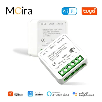 Moira Tuya Mini 16/10A WiFi Stikalo za Avtomatizacijo Modul 2 Način za Nadzor Pametni Dom Interruptor Delo Z Alexa googlova Domača stran Smart Življenje