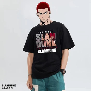 Moški T-shirt Japonske Anime Slam Dunk Sakuragi Hanamichi Kaede Rukawa Tshirt Košarkarski Navijači Darilo Bombaža, Kratek Rokav Tee T srajce