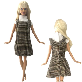 NK 1 Nastavite Princesa Dva Kosa Modna Oblačila Priložnostne Kariran Brezrokavnik Obleka Bela, Vrh Za Barbie Pribor Lutka Dekle Darilo Igrača