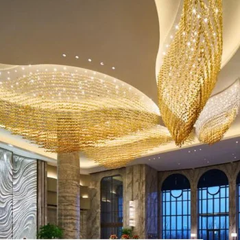 Non-standard inženiring meri lestenci hotelski avli razsvetljavo dvorane pravokotne kristalno prodajni oddelek dekorativne razsvetljave
