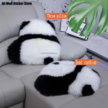 Novo Srčkan Jezen Panda Nazaj Pogled Vrgel Blazine 100% Čiste Volne / Umetne Volne Nazaj Blazine Tla Blazine Doma Dekor Sedežne Blazine