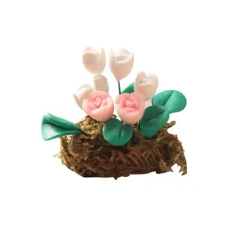 Novost Miniaturne Vrtnice Cvet Model Pretvarjamo, Igrajo Mini Igrača Cvetlični Lonček Svetle Barve Dekorativni