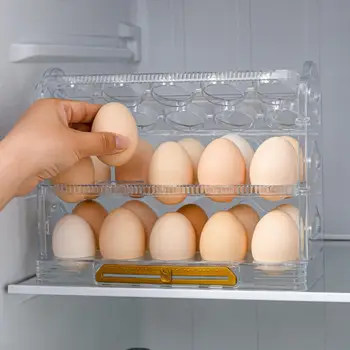 Odlično Jajce Polje Preprost Dostop Jajce Imetnik Trajne Časovna Funkcija Flip-Tip Hladilnik Jajce Shranjevanje Rack