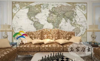 OM-031 Antiqued zemljevidu sveta ozadje starih retro zidana ozadje za tv, kavč ozadju