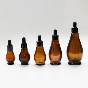 Prazno Kapalko Steklenico Amber Eterično Olje Steklo Aromaterapija Tekočina Rjava 10-100 ml Spusti za Masažo Pipeto Povratne Steklenice