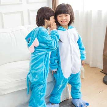 Risanka Modri Slon Cosplay Kostum Onesies Pižamo Pozimi Otroka Živali Obleke Pižame Fant je Sleepwear Halloween Stranka Obrabe