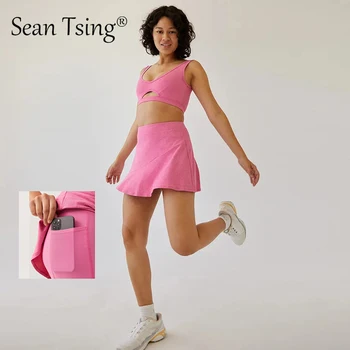 Sean Tsing® Ženske Tenis Krila, Obleke z Varno Zadrgo Hlače Šport Atletski Golf Tekaški Trening Aktivno Daywear 2023 Poletje