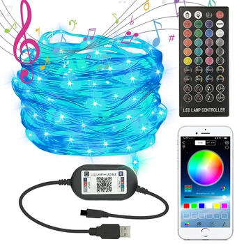 Smart Pravljice Niz Luči, USB, Bluetooth Svjetlucati Luči s Samosprožilcem, in Oddaljeno, Glasbo sinhronizirali, in App pod Nadzorom RGB Niz Luči