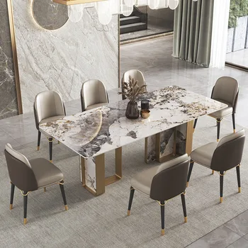 Sodobna svetlobno razkošje rock slab jedilno mizo doma pravokotne preprost high-end eksplozivnih jedilno mizo in stoli kombinacija