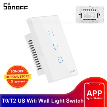 SONOFF Vtičnico T0/T2 NAS Wifi Smart Stikalo Touch/WiFi/ RF/APP Remote Control Steno Dotik Stikala za Luč Deluje z Alexa Pametni Dom