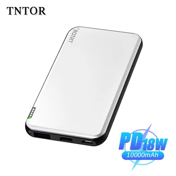 TNTOR Ultra Slim Moči Banke 10000mAhUSB-C PD18W Hitro Polnjenje, Power Bank Deluxe Aluminijasto Ohišje Zunanje Baterije za iPhone Xiaomi