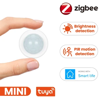 Tuya Zigbee 3.0 Mini PIR Gibanja Gibanje Človeškega Telesa Detektor z Svetlosti Svetlost Senzor Lux Meter Home Security Alarm