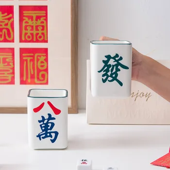 Ustvarjalne mahjong oblikovane keramične skodelice, retro Kitajski vrč, design občutek, dar, ki ga daje, eno skodelico kave pokal, osebno vode pokal