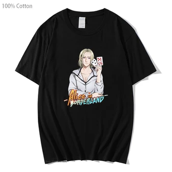 Vroče Anime Alice V Obmejnem Majica Risanka Chishiya Tshirts za Ženske Ulične Moški Moški Oblačila Y2k T-Majice 100% Bombaž Vrh