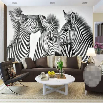 wellyu ozadje po Meri 3d luksuzni kakovosti HD črno in belo zebra umetnost ustvarjalno zidana dnevna soba, spalnica slike za ozadje