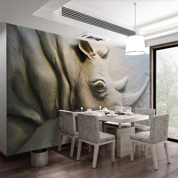 wellyu ozadje po Meri 3D stereo fotografijo zidana olajšave nosoroga TV ozadju stensko slikarstvo de papel parede zidana 3d ozadje