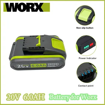 Worx Novo električno Orodje Polnilna Nadomestna Baterija Litij-20V 6000mAh za Worx WA3551 WA3553 WX390 WX176 WX178 WX386 WX678