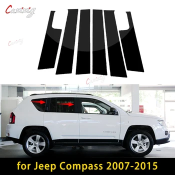 Za Jeep Compass 2007-2015 6PCS Polirani Steber delovnih Mest Fit Okno Trim Kritje BC Stolpec Nalepke Kroma Styling