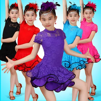 Čipke Otroci, Otroci latinsko Praksi Ples Obrabe Dancewear Konkurence Obleko Tango Flamengo Dvorana Salsa Rumba Cha Cha za Dekleta