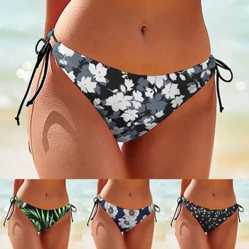 Ženske Plavati Debla čipke hlačnic Ženska Seaxy cvjetnim Tiskanja Bikini Dna Kravato Strani Seksi Kopalke Dnu hlačke
