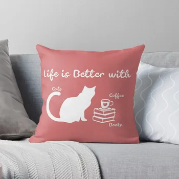 življenje je boljše z kave mačke in knjige Vrgel Blazino Blazine Pokrov Za Kavč, Prevleke Za sedežno garnituro